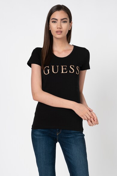 GUESS JEANS Tricou cu imprimeu logo stralucitor Femei