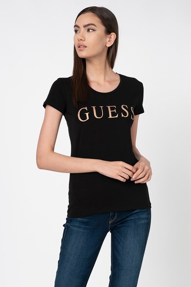 GUESS JEANS Tricou cu imprimeu logo stralucitor Femei