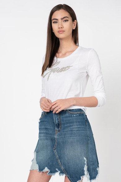 GUESS JEANS Bluza cu imprimeu logo si aplicatii cu strasuri Femei