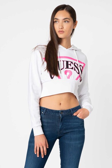 GUESS JEANS Hanorac crop cu imprimeu logo Femei