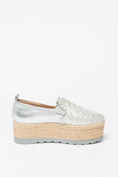 GUESS Espadrile flatform de piele ecologica cu aspect metalizat Femei