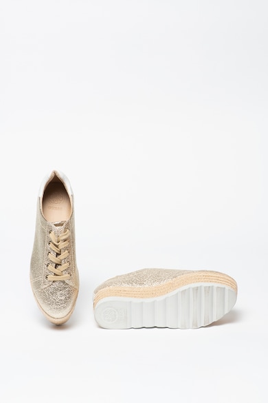 GUESS Espadrile flatform de piele ecologica, cu aspect metalizat Femei