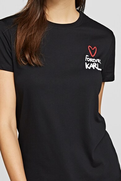 Karl Lagerfeld Tricou cu decolteu la baza gatului si imprimeu logo Femei