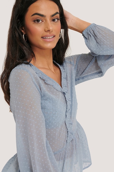 NA-KD Bluza cu decolteu in V si aspect semitransparent Femei