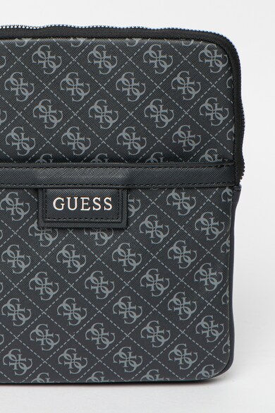 GUESS Geanta crossbody din piele ecologica, cu aspect monograma si logo Dan Barbati