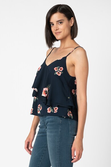 Pepe Jeans London Top cu decolteu in V, imprimeu floral si volane Lea Femei