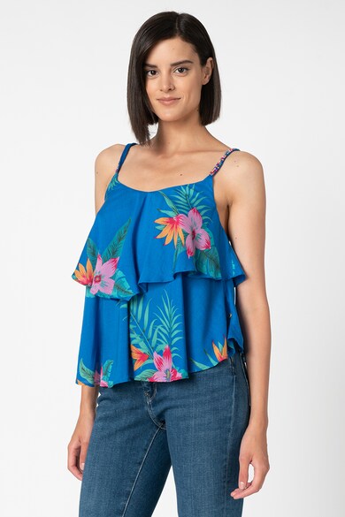 Pepe Jeans London Top vaporos cu imprimeu floral si volane Natalya Femei