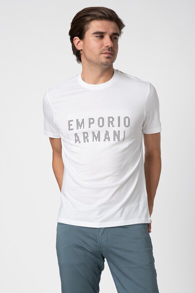 Emporio Armani Tricou cu decolteu la baza gatului si logo contrastant Barbati