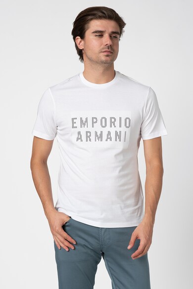 Emporio Armani Tricou cu decolteu la baza gatului si logo contrastant Barbati