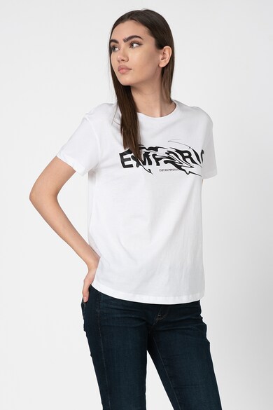 Emporio Armani Tricou cu decolteu la baza gatului si imprimeu logo Femei