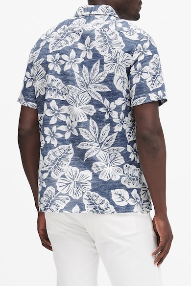 Banana Republic Camasa slim fit din in, cu maneca scurta si imprimeu tropical Barbati