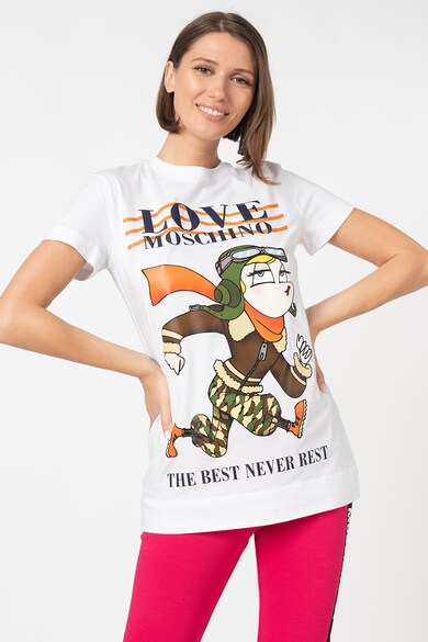 Love Moschino Tricou de bumbac cu imprimeu grafic Femei