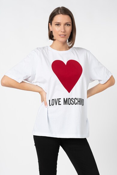 Love Moschino Póló szív alakú bársonyrátéttel női