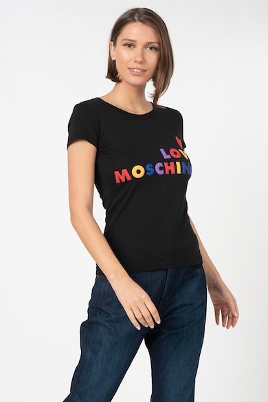 Love Moschino Tricou cu aplicatii logo cauciucate Femei