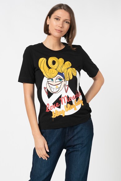 Love Moschino Tricou cu decolteu la baza gatului si imprimeu grafic A T Femei