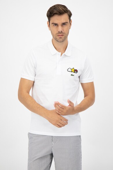 Lacoste Tricou polo de bumbac cu aplicatie grafica pe piept Barbati