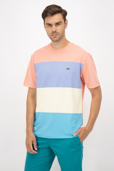 Lacoste Tricou relaxed fit cu decolteu la baza gatului si design colorblock Barbati