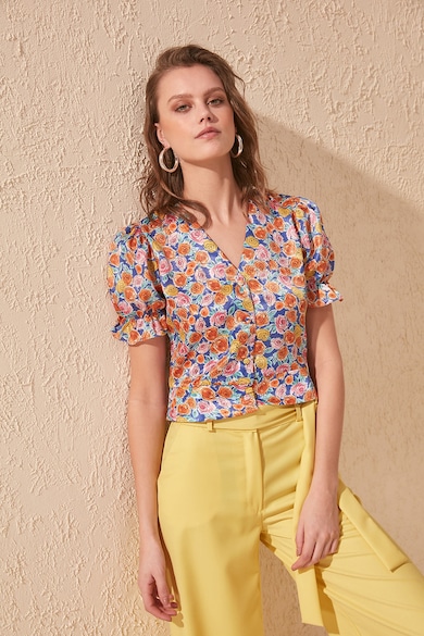 Trendyol Bluza crop cu model floral Femei