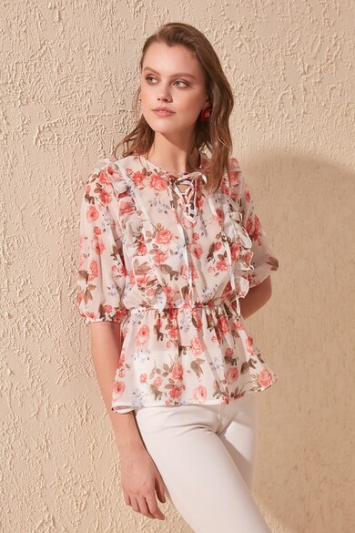 Trendyol Bluza tip tunica cu model floral Femei