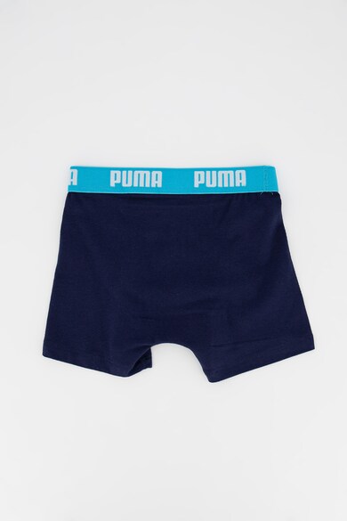 Puma Set de boxeri 2 perechi, cu banda logo in talie, Bleumarin/Albastru aqua Baieti
