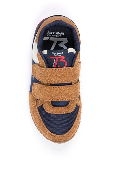 Pepe Jeans London Pantofi sport de piele ecologica cu velcro Baieti