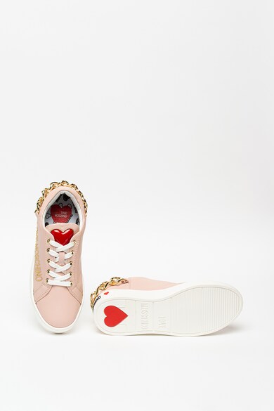 Love Moschino Bőr sneaker láncos részletekkel női