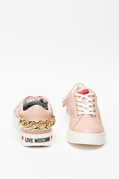 Love Moschino Pantofi sport de piele cu detalii lant Femei