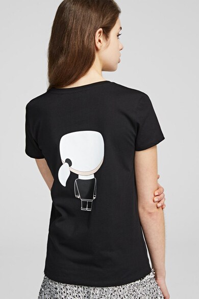 Karl Lagerfeld Tricou de bumbac cu imprimeu grafic si strasuri Femei