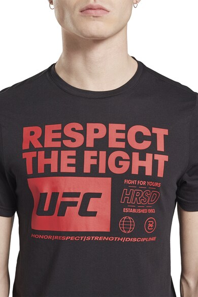 Reebok Tricou slim fit cu imprimeu text pentru arte martiale UFC FG Barbati