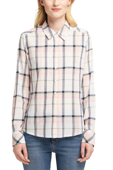 Camasa in carouri cu terminatie rotunjita - Alb/Roz/Gri inchis