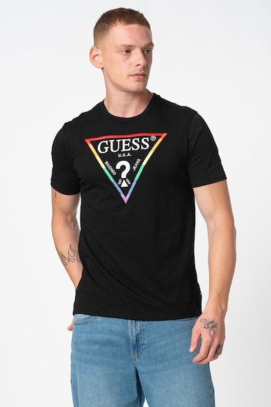 GUESS JEANS Tricou cu decolteu la baza gatului si imprimeu logo 27 Barbati