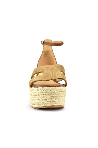 NINE WEST Sandale wedge tip espadrile din piele si piele intoarsa Adelyn Femei