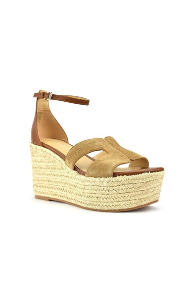 NINE WEST Sandale wedge tip espadrile din piele si piele intoarsa Adelyn Femei