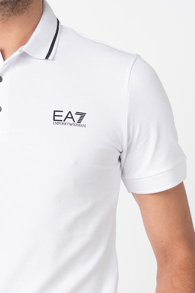 EA7 Tricou polo din material pique cu logo pe piept Barbati
