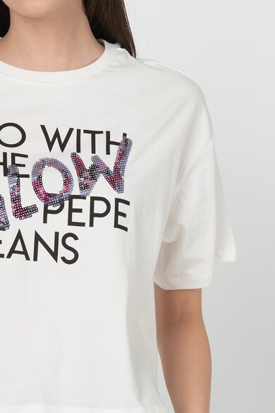 Pepe Jeans London Tricou cu imprimeu si paiete Adina Femei
