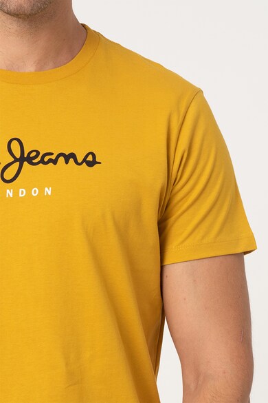 Pepe Jeans London Tricou cu imprimeu logo si decolteu la baza gatului Eggo Barbati