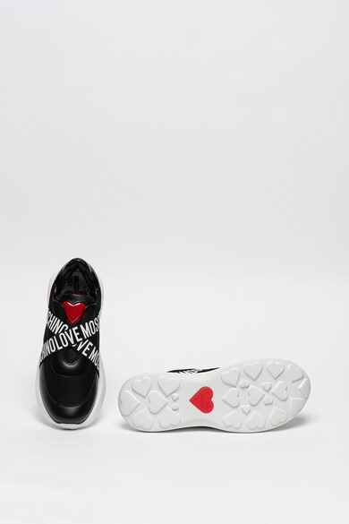 Love Moschino Pantofi sport slip-on cu talpa wedge si insertii din piele Femei