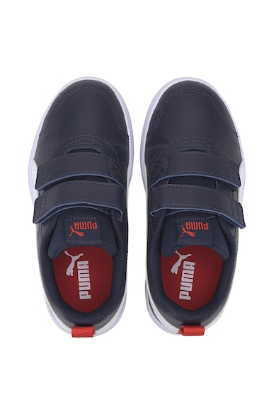 Puma Pantofi sport cu velcro si logo Courtflex V2, Bleumarin/Rosu/Alb Baieti