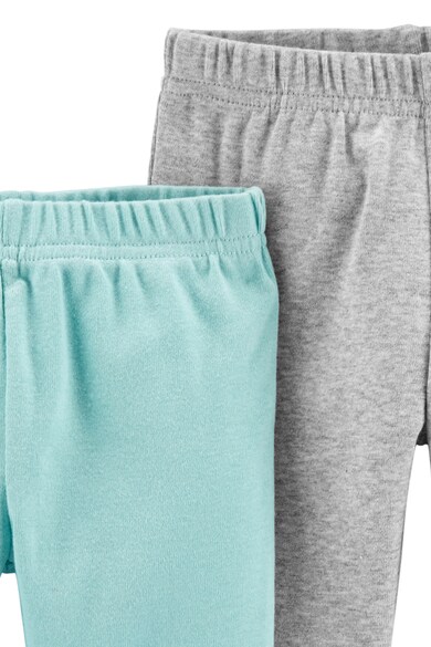 Carter's Set de pantaloni sport din bumbac organic cu terminatii striate - 2 perechi, Gri melange/Albastru pastel Baieti