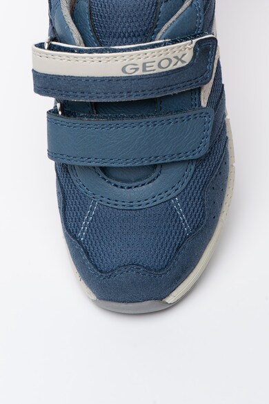 Geox Pantofi sport din material textil si piele ecologica, cu velcro Alben Fete