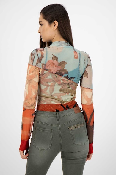 DESIGUAL Bluza slim fit cu model floral si aspect semi-transparent Femei