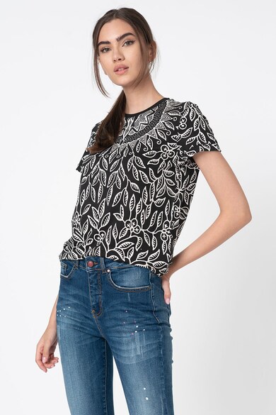 DESIGUAL Bluza cu maneci scurte si imprimeu floral Femei