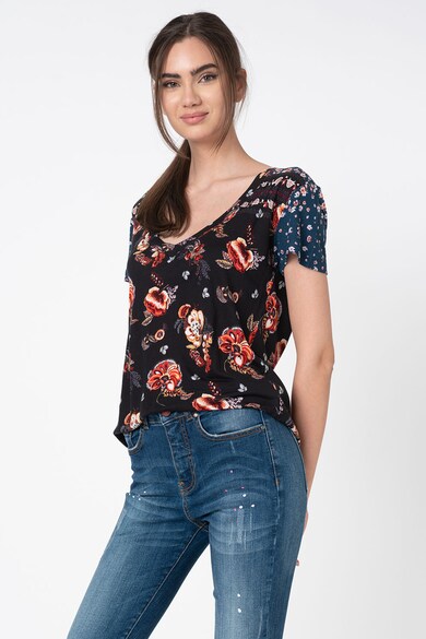 DESIGUAL Tricou cu model floral si decolteu in V Femei