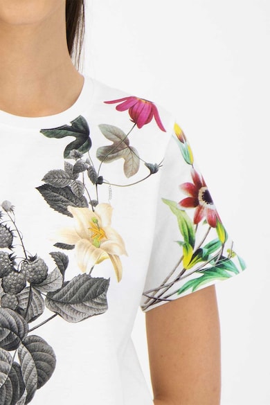 DESIGUAL Tricou cu decolteu la baza gatului si model floral Femei