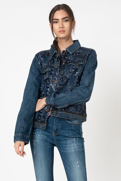 DESIGUAL Jacheta de denim cu paiete Femei