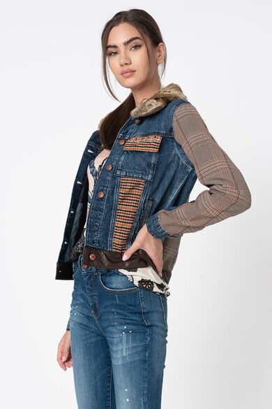 DESIGUAL Jacheta de denim cu segmente in carouri Femei