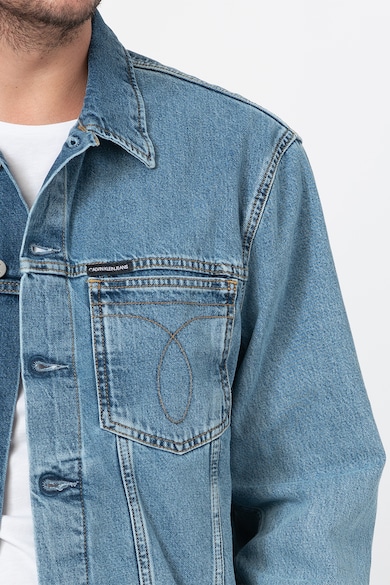 CALVIN KLEIN JEANS Jacheta supradimensionata de denim, cu buzunare pe piept Barbati