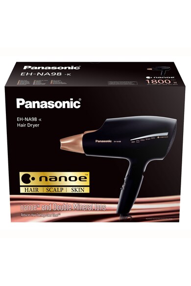 Panasonic Uscator de par  , Tehnologie Nanoe, Ionizare, ventilație în 3 trepte, duză unică de uscare rapidă,4 moduri de ingrijire al parului si scalpului, Negru Bronze Femei
