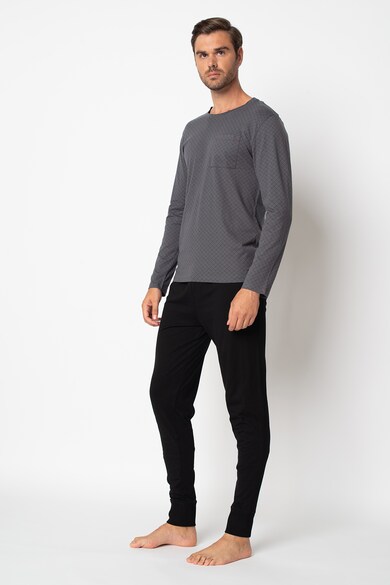 ESPRIT Bodywear Bluza de bumbac organic cu imprimeu si pantaloni de pijama Barbati