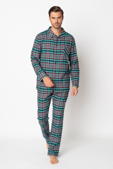 ESPRIT Bodywear Camasa de flanel sin bumbac organic in carouri si pantaloni de pijama Barbati